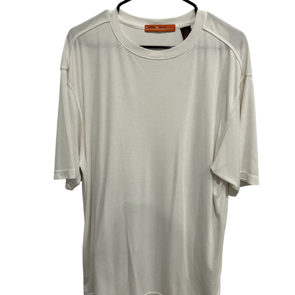 Sette Ponti Crewneck Short Sleeve T-Shirt White Sz Large Modal Blend Basic Tee